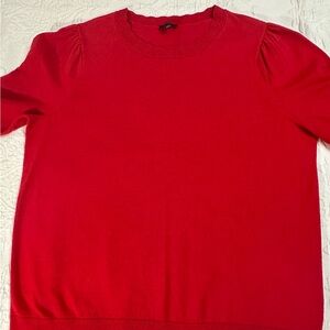 Talbots Women’s Bright Red Scalloped Crewneck Sweater (Red Pop) size L